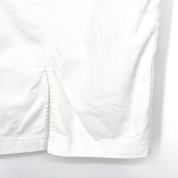 SOLD Talbots Midi Length Denim Skirt Womens Size 2P White Front Slit Stretch - Picture 5 of 7